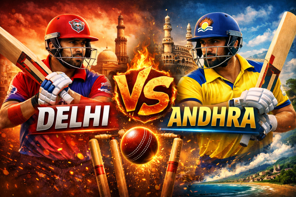 Andhra vs DelhiRanji Trophy, Vijay Hazare Trophy, or Syed Mushtaq Ali Trophy.