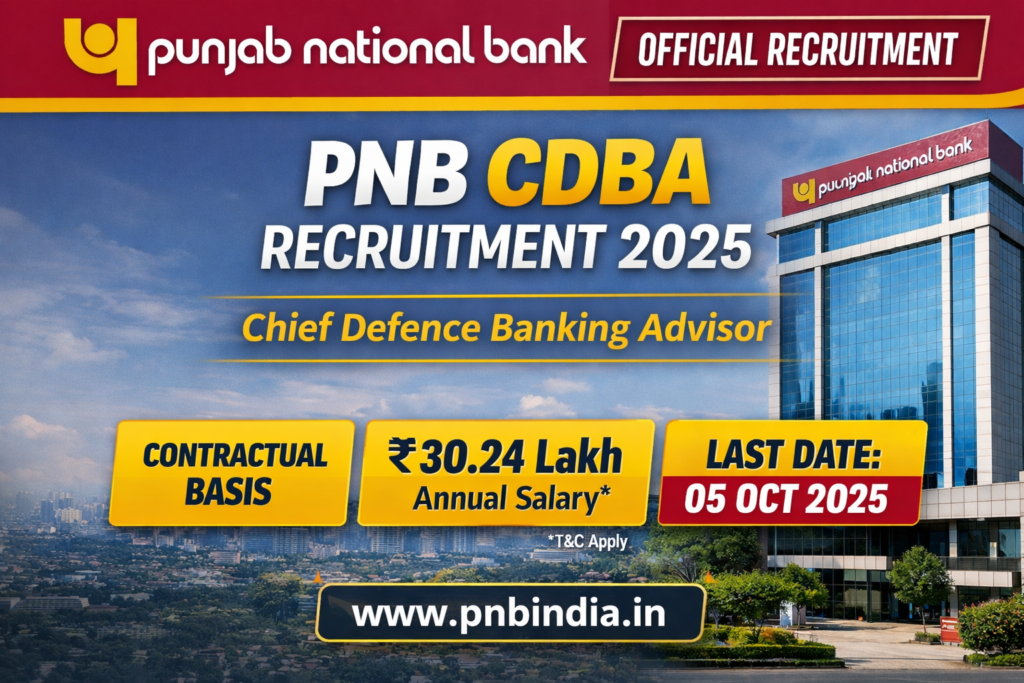 PNB Chief Defence Banking Advisor Recruitment 202