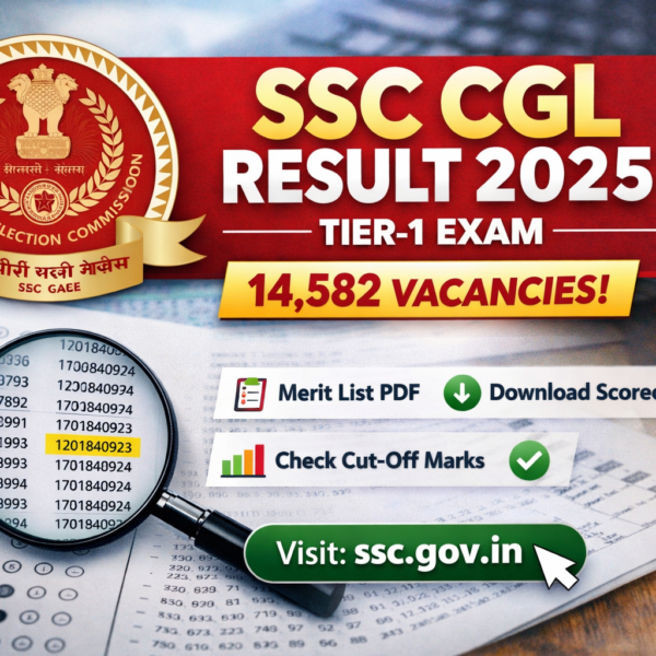 SSC CGL Result 2025 Declared: Tier-1Declared:14,582 Vacancies, Direct Link to Download Scorecard & Cut-Off PDF