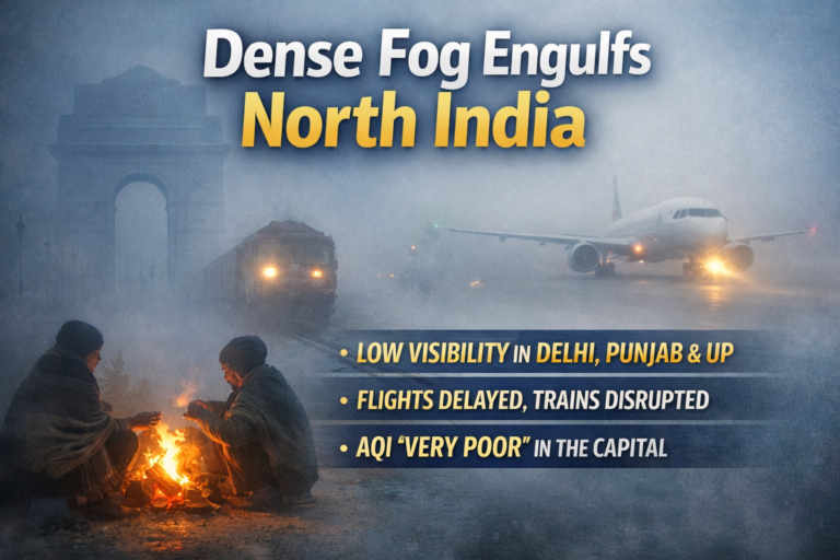 Weather Today North India Shrouded in Dense Fog, Visibility Drops in Delhi–Punjab–UP