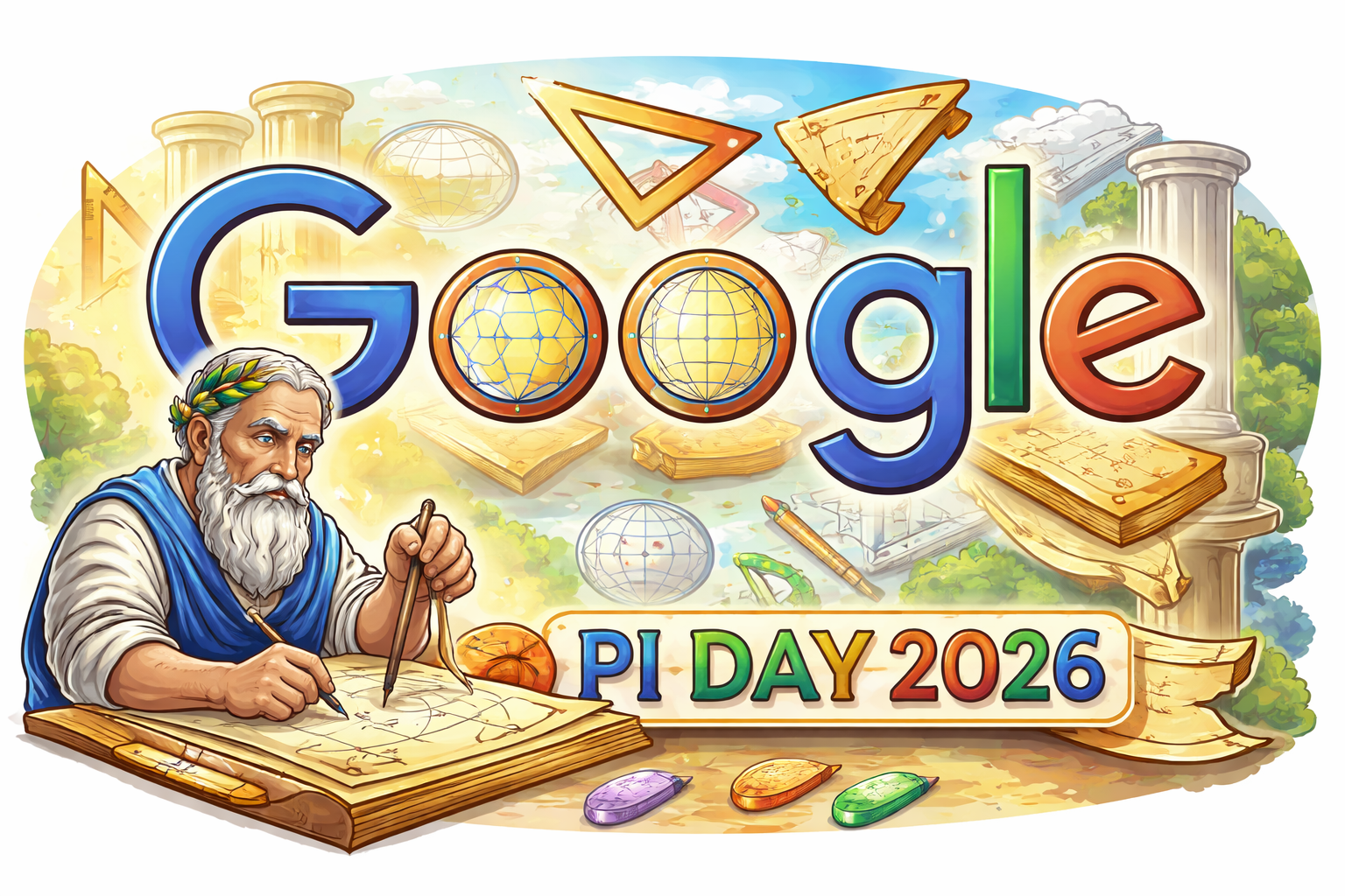 Google-Marks-Pi-Day-2026-With-Special-Doodle-Highlighting-Archimedes