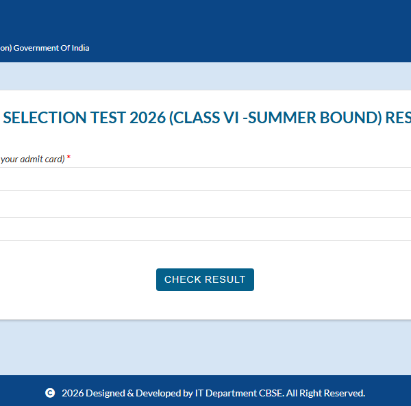 JNVST Class 6 Result 2026 Out