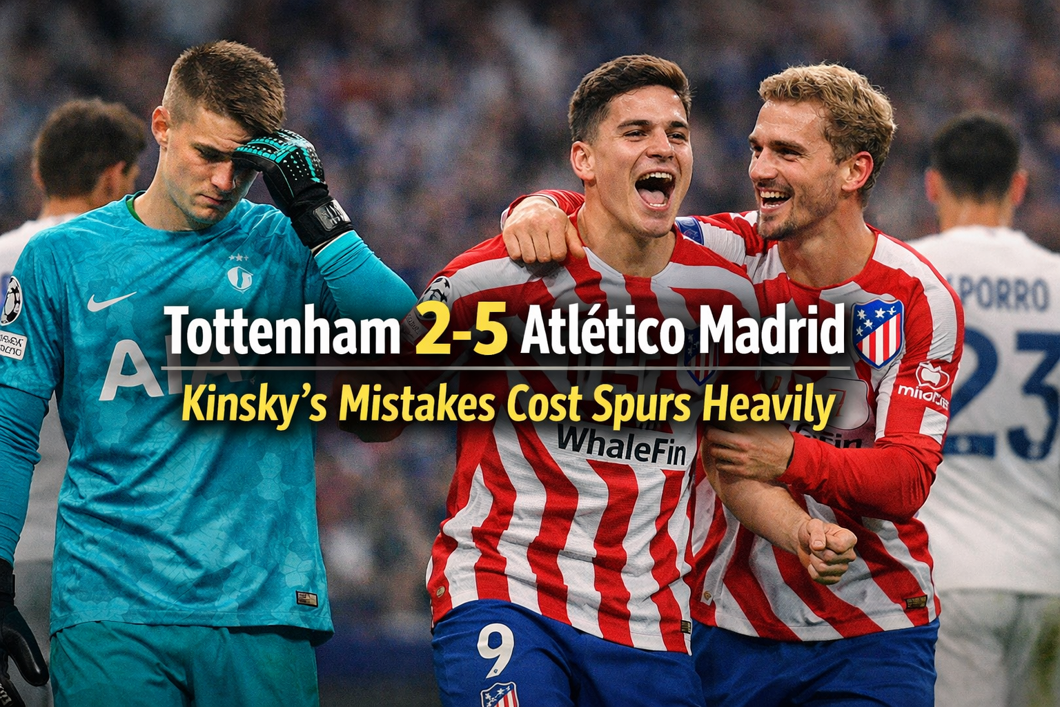 Tottenham Spurs Goalkeeper Antonin Kinsky Subbed After 15 Minutes in 5-2 Defeat to Atlético Madrid