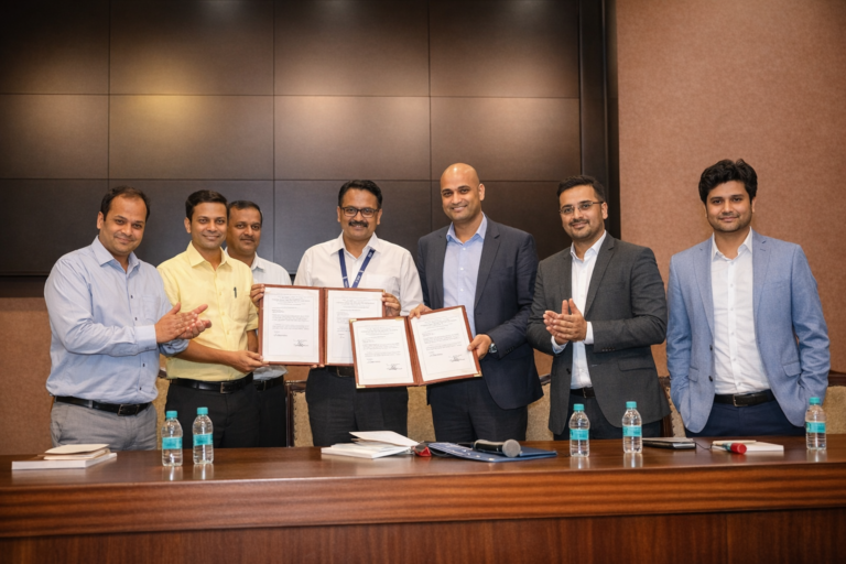 Celebrating signed agreements in the office