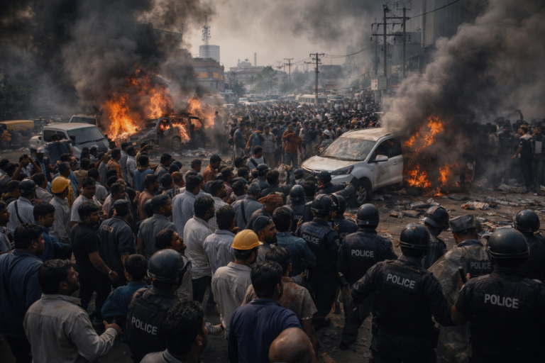 Noida Protest Turns Violent: Vehicles Burnt, Workers Demand ₹20,000 Salary