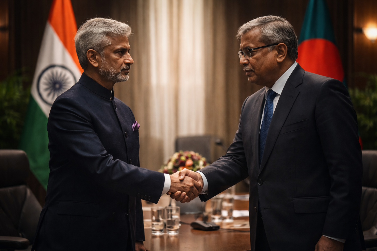 Diplomatic handshake_ India and Bangladesh