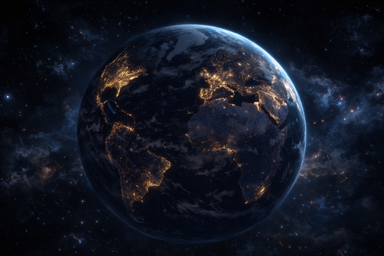 Earth illuminated by night lights