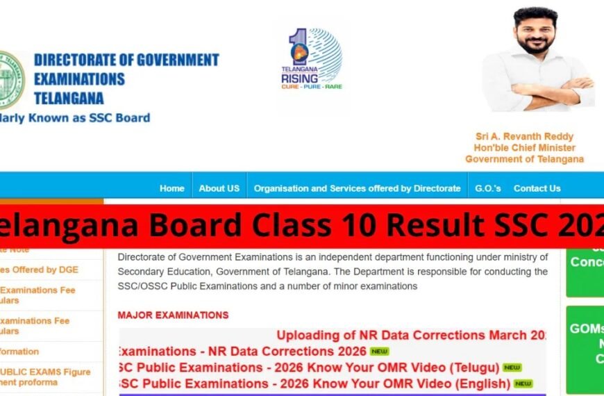Board of Secondary Education Telangana SSC Result 2026 Today at 2 PM – Check Class 10 Marks Online