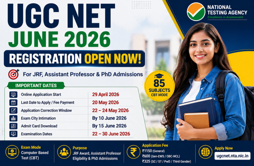 UGC NET June 2026 Registration Begins Check Dates, Fees, Eligibility & How to Apply