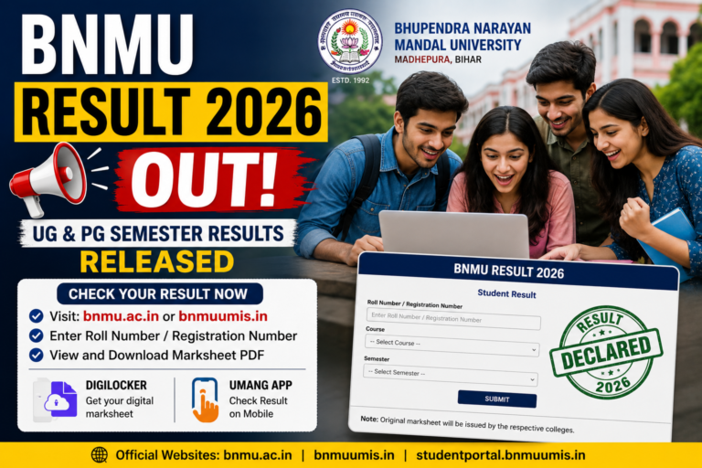 BNMU Result 2026 OUT UG & PG Semester Results Download Marksheet