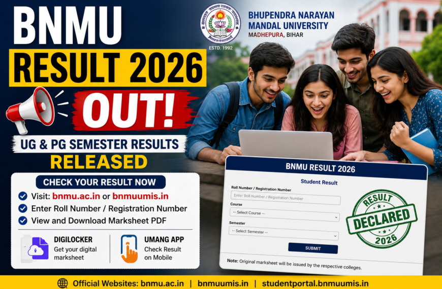 BNMU Result 2026 OUT UG & PG Semester Results Download Marksheet