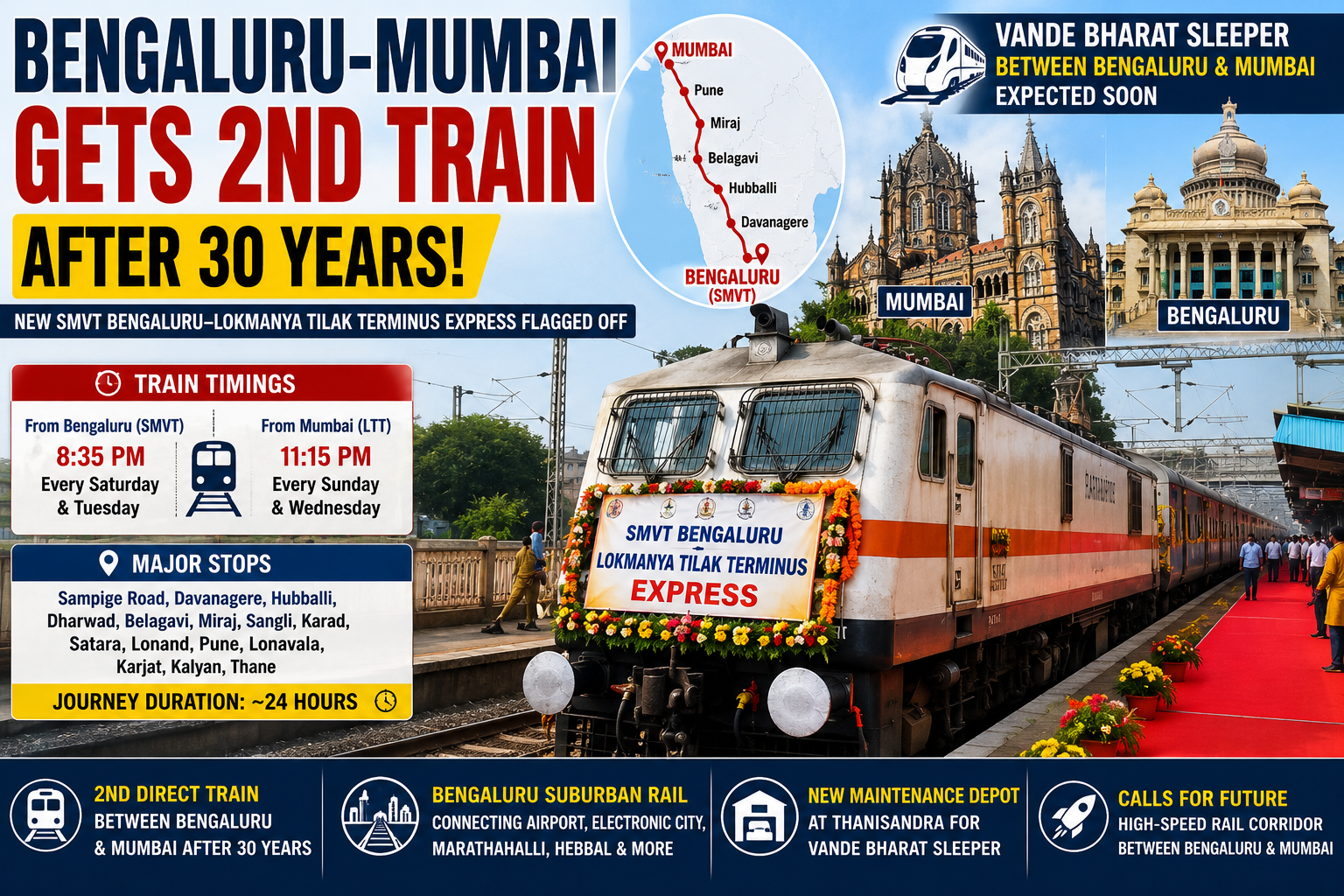 Bengaluru-Mumbai Gets 2nd Direct Train After 30 Years! Vande Bharat Sleeper Update Also Announced