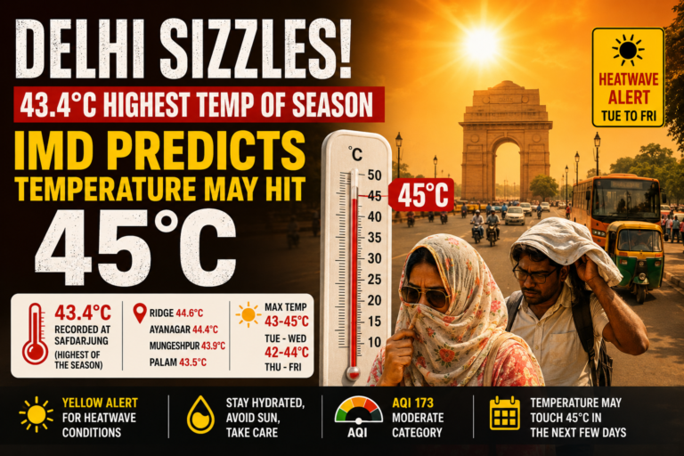 Delhi Sizzles At 43.4°C! IMD Issues Heatwave Alert As Temperature May Touch 45°C