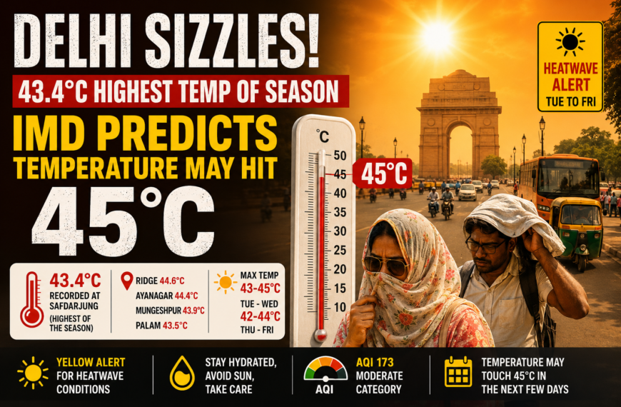 Delhi Sizzles At 43.4°C! IMD Issues Heatwave Alert As Temperature May Touch 45°C