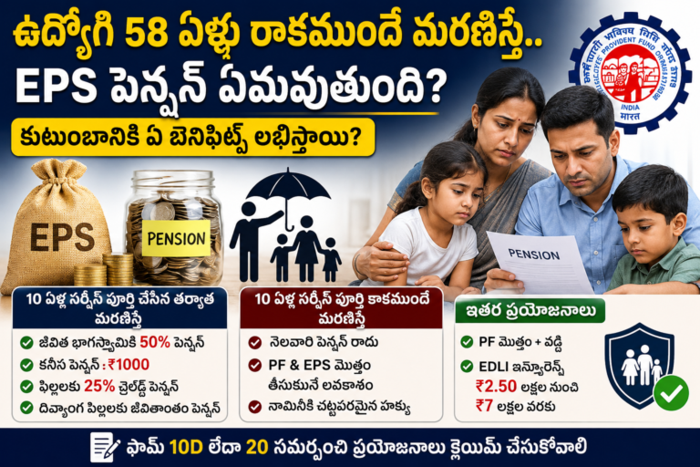 EPS Pension ఉద్యోగి 58 ఏళ్లు రాకముందే మరణిస్తే కుటుంబానికి ఎంత పెన్షన్ ఏ బెనిఫిట్స్ వస్తాయి