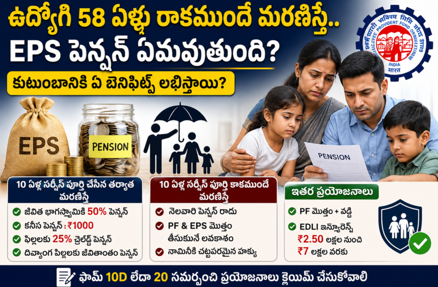 EPS Pension ఉద్యోగి 58 ఏళ్లు రాకముందే మరణిస్తే కుటుంబానికి ఎంత పెన్షన్ ఏ బెనిఫిట్స్ వస్తాయి