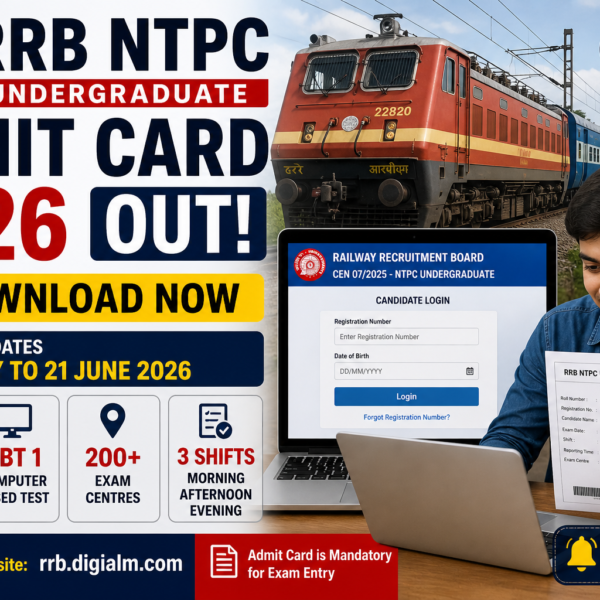 RRB NTPC Admit Card 2026: OUT CBT 1 Hall Ticket जारी