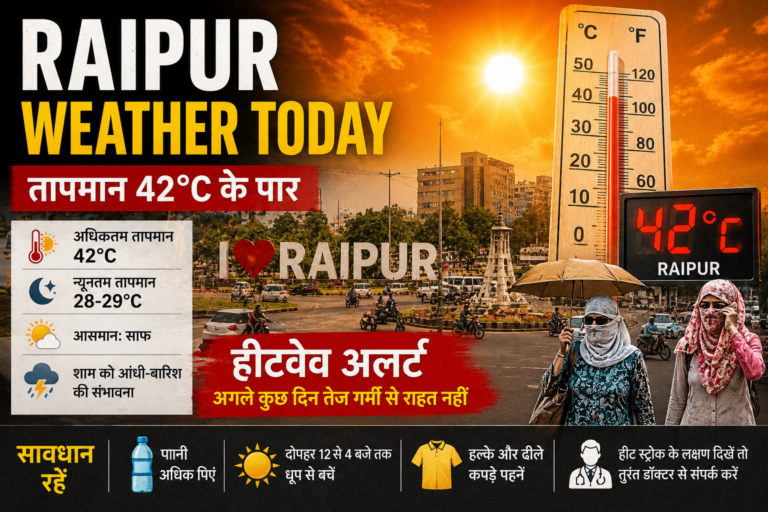 Raipur Weather Today Heatwave Alert as Temperature Crosses 42°C in Chhattisgarh