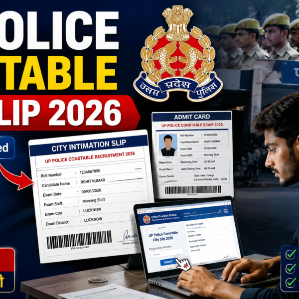 UP Police Constable Exam City Slip 2026 Released: Check Exam City, Date & Shift Details