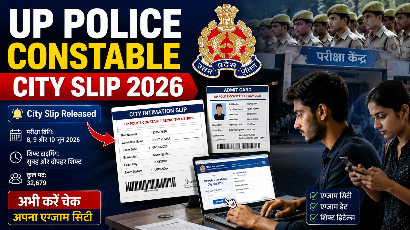 UP Police Constable Exam City Slip 2026 Released Check Exam City, Date & Shift Details
