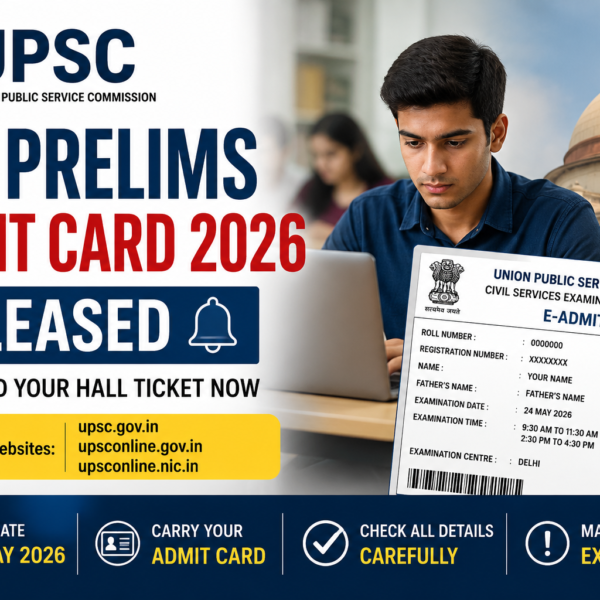 UPSC CSE Prelims Admit Card 2026 Released: Download Hall Ticket Now From upsc.gov.in