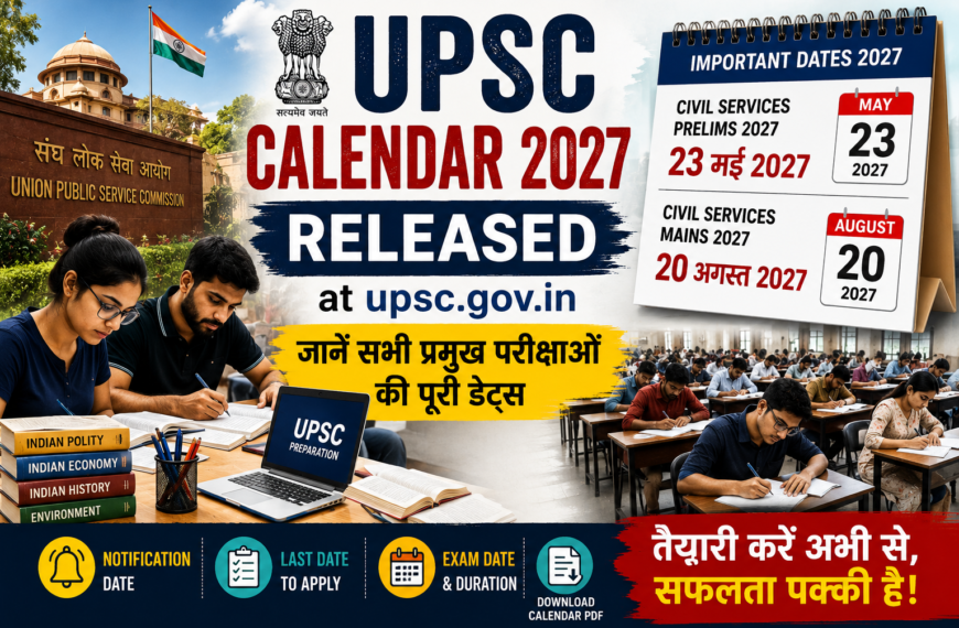 UPSC Calendar 2027 Released Civil Services Prelims 23 मई को, देखें पूरा Exam Schedule