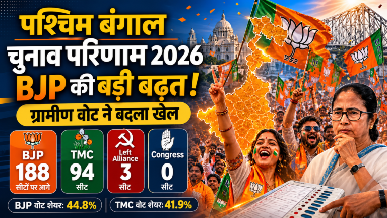 West Bengal Results 2026 BJP की बड़ी बढ़त TMC पीछे, ग्रामीण वोट ने बदला खेल