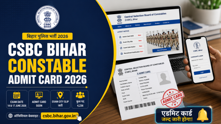 CSBC Bihar Constable Admit Card 2026 Soon Check Exam Date, District & Download Schedule