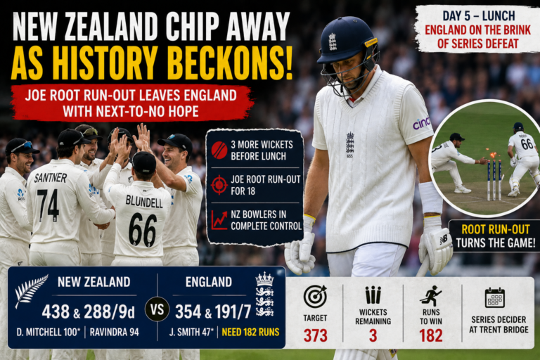 England vs New Zealand 3rd Test Joe Root Run-Out Leaves England on Brink of Historic Home Series Defeat