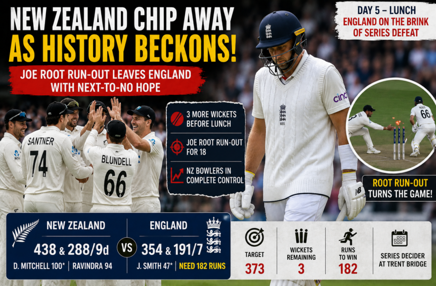 England vs New Zealand 3rd Test Joe Root Run-Out Leaves England on Brink of Historic Home Series Defeat