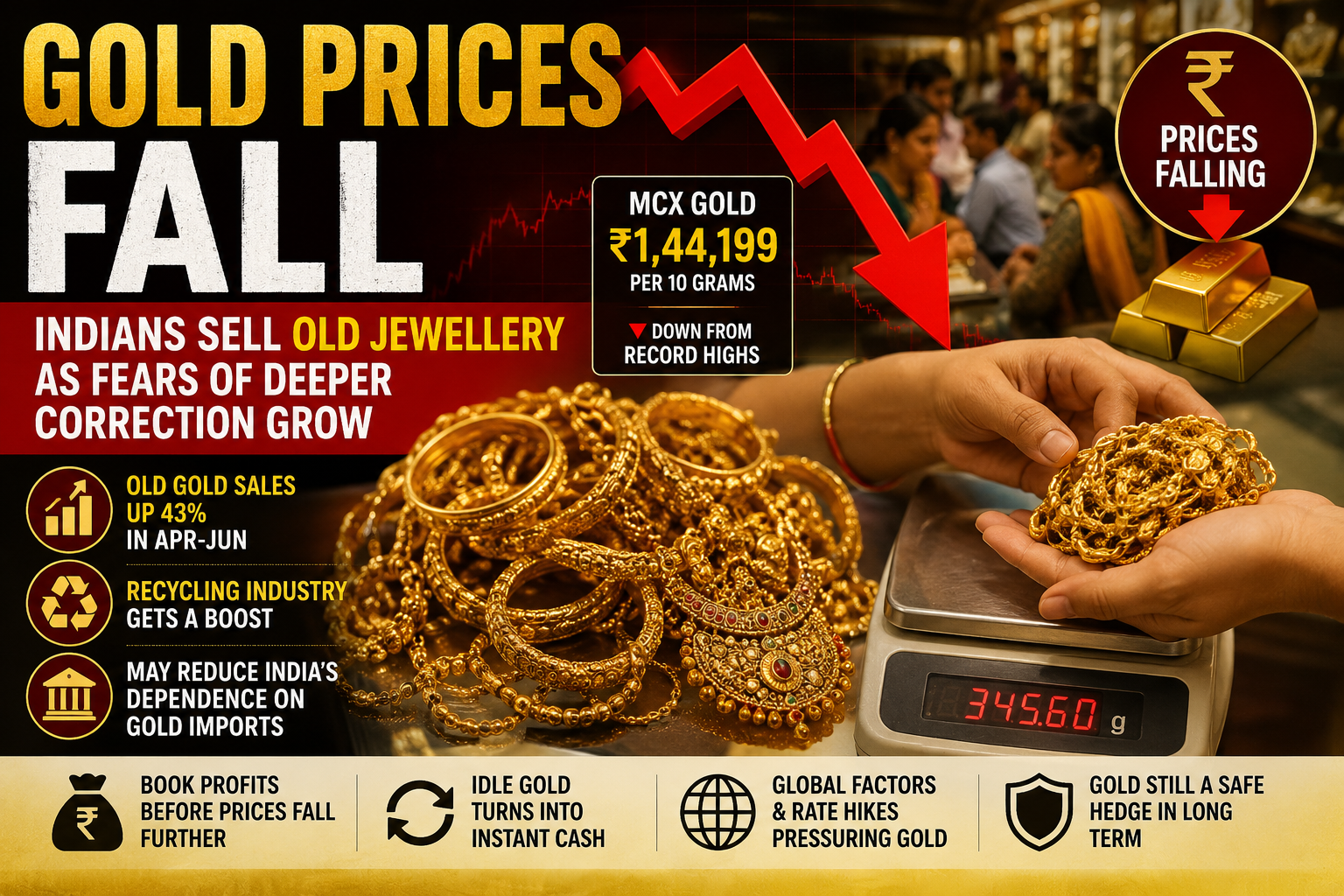 Gold Prices Fall Indians Selling Old Jewellery as Fear of Bigger Price Correction Grows