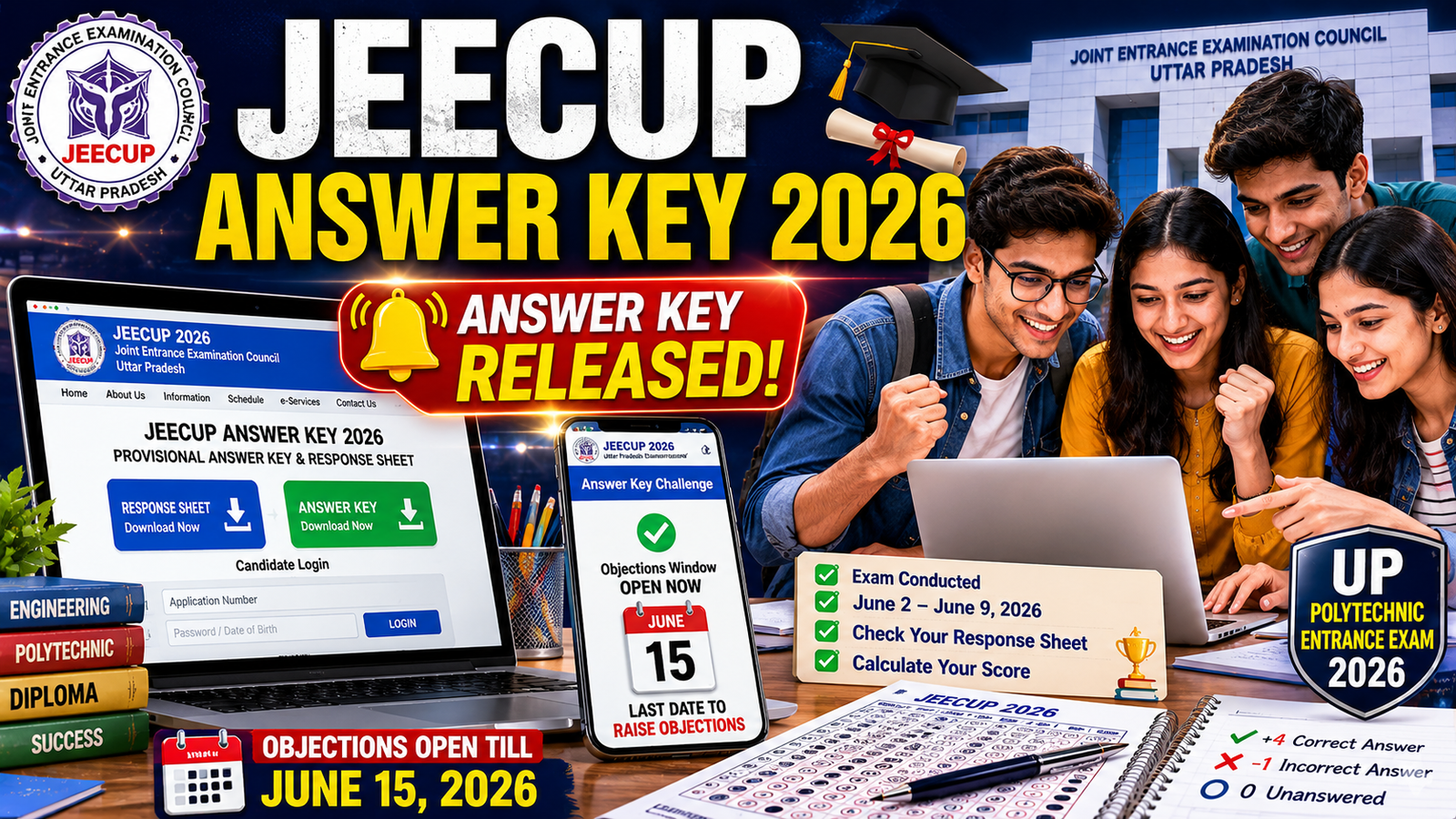 JEECUP Answer Key 2026 Out! UP Polytechnic Students Can Challenge Answers Till June