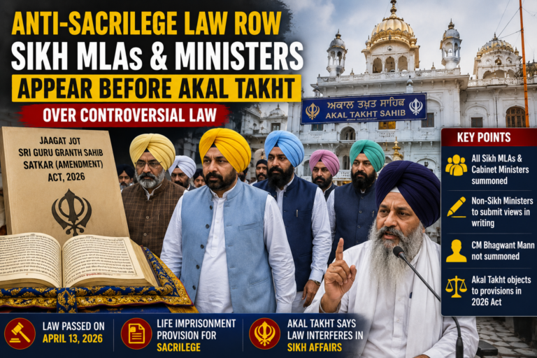 Punjab Anti-Sacrilege Law Row Sikh MLAs, Ministers Appear Before Akal Takht Over 2026 Amendment