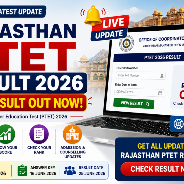 Rajasthan PTET Result 2026 Out! Check Your Score & Rank Now