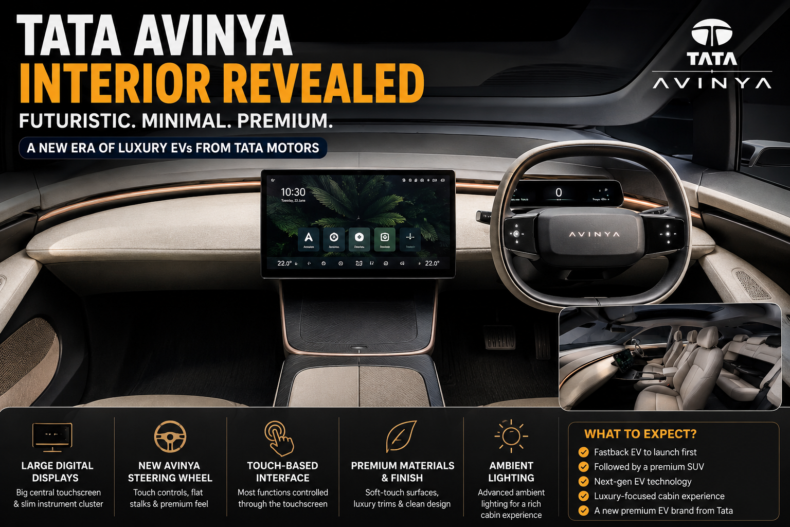 Tata Avinya Interior First Look,Luxury EV Cabin Revealed