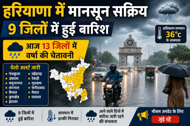 Haryana Rain Alert 13 Districts on Yellow Alert Today
