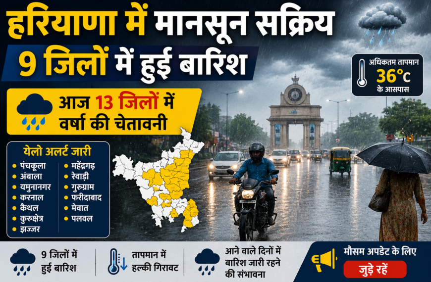 Haryana Rain Alert 13 Districts on Yellow Alert Today