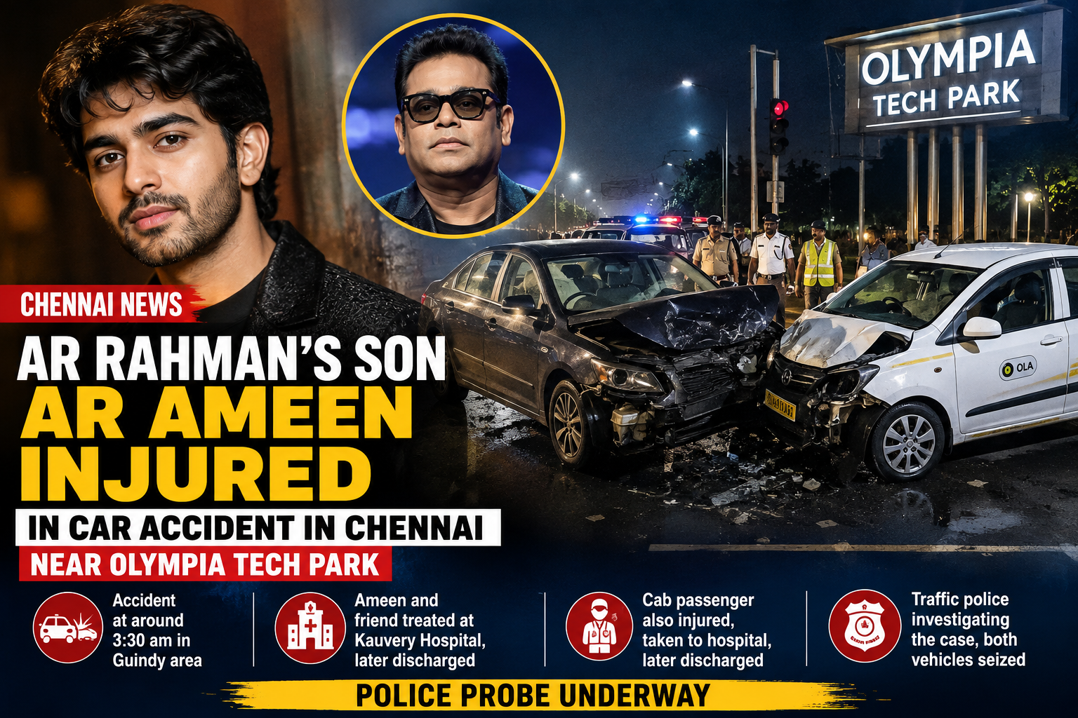 AR Ameen Car Accident in Chennai, Minor Injuries