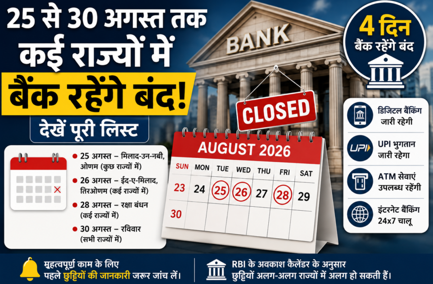 Bank Holidays Next Week 25 से 30 अगस्त तक कई राज्यों में बैंक रहेंगे बंद, देखें पूरी लिस्ट