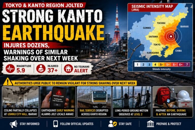 Japan Earthquake 5.9 तीव्रता के भूकंप से कांपा टोक्यो, 37 घायल; अगले एक हफ्ते तक अलर्ट