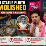 Peddhi Statue Plinth Demolished, Political Row in Narsampet