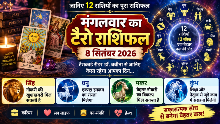 Tarot Rashifal 8 September 2026 सिंह को नौकरी की खुशखबरी, धनु को Extra Income