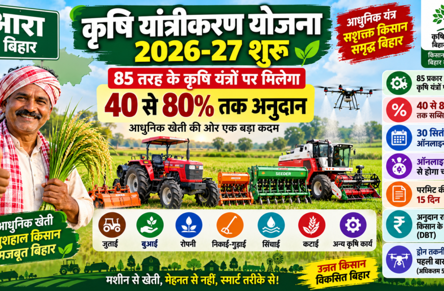 कृषि यांत्रीकरण योजना 2026-27 शुरू, 80% तक अनुदान